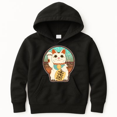 Vintage Japanese Maneki Neko Lucky Cat Kids Hoodie