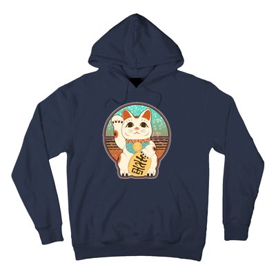 Vintage Japanese Maneki Neko Lucky Cat Hoodie