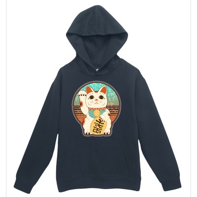 Vintage Japanese Maneki Neko Lucky Cat Urban Pullover Hoodie