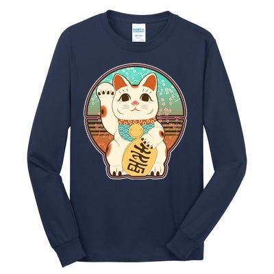 Vintage Japanese Maneki Neko Lucky Cat Tall Long Sleeve T-Shirt