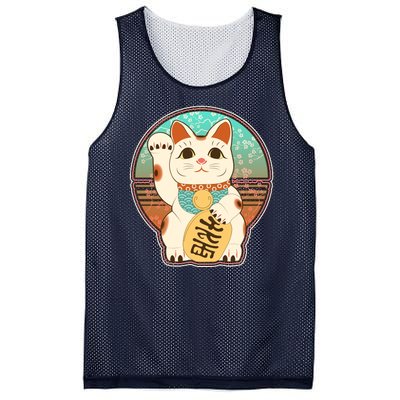 Vintage Japanese Maneki Neko Lucky Cat Mesh Reversible Basketball Jersey Tank