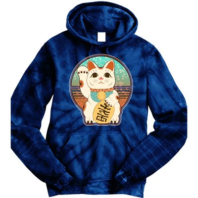 Vintage Japanese Maneki Neko Lucky Cat Tie Dye Hoodie