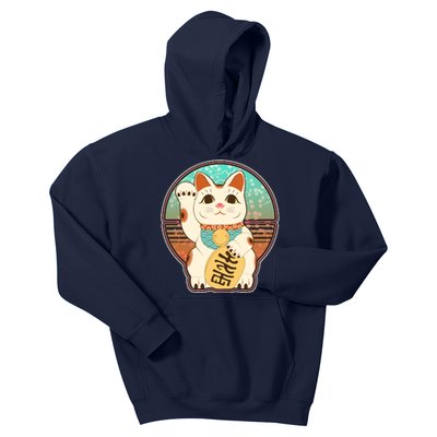 Vintage Japanese Maneki Neko Lucky Cat Kids Hoodie