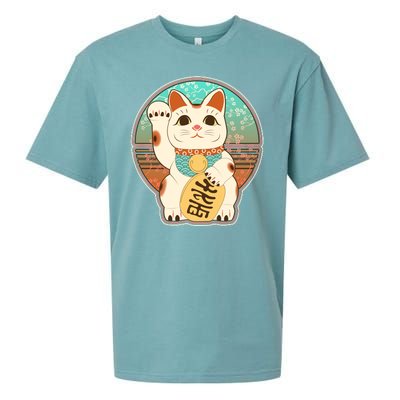 Vintage Japanese Maneki Neko Lucky Cat Sueded Cloud Jersey T-Shirt