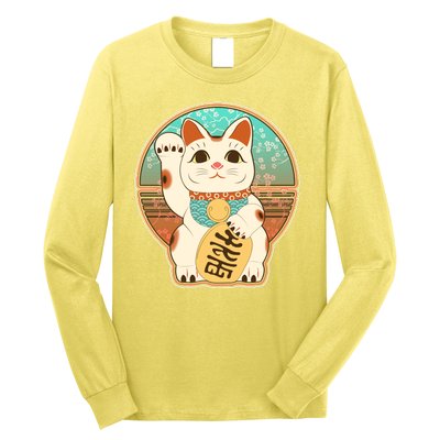 Vintage Japanese Maneki Neko Lucky Cat Long Sleeve Shirt