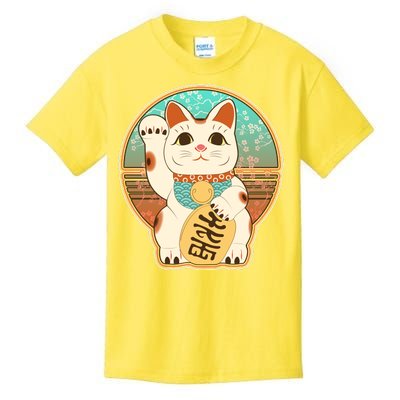 Vintage Japanese Maneki Neko Lucky Cat Kids T-Shirt