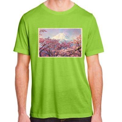 Vintage Japanese Mt. Fuji & Cherry Blossoms Adult ChromaSoft Performance T-Shirt