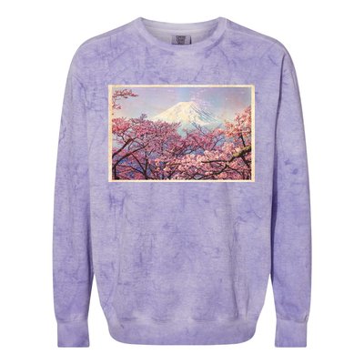 Vintage Japanese Mt. Fuji & Cherry Blossoms Colorblast Crewneck Sweatshirt