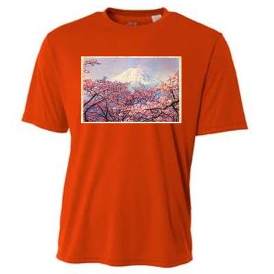 Vintage Japanese Mt. Fuji & Cherry Blossoms Cooling Performance Crew T-Shirt