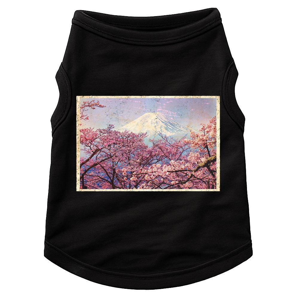 Vintage Japanese Mt. Fuji & Cherry Blossoms Doggie Tank