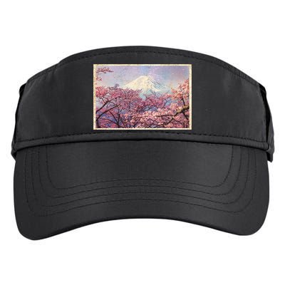 Vintage Japanese Mt. Fuji & Cherry Blossoms Adult Drive Performance Visor