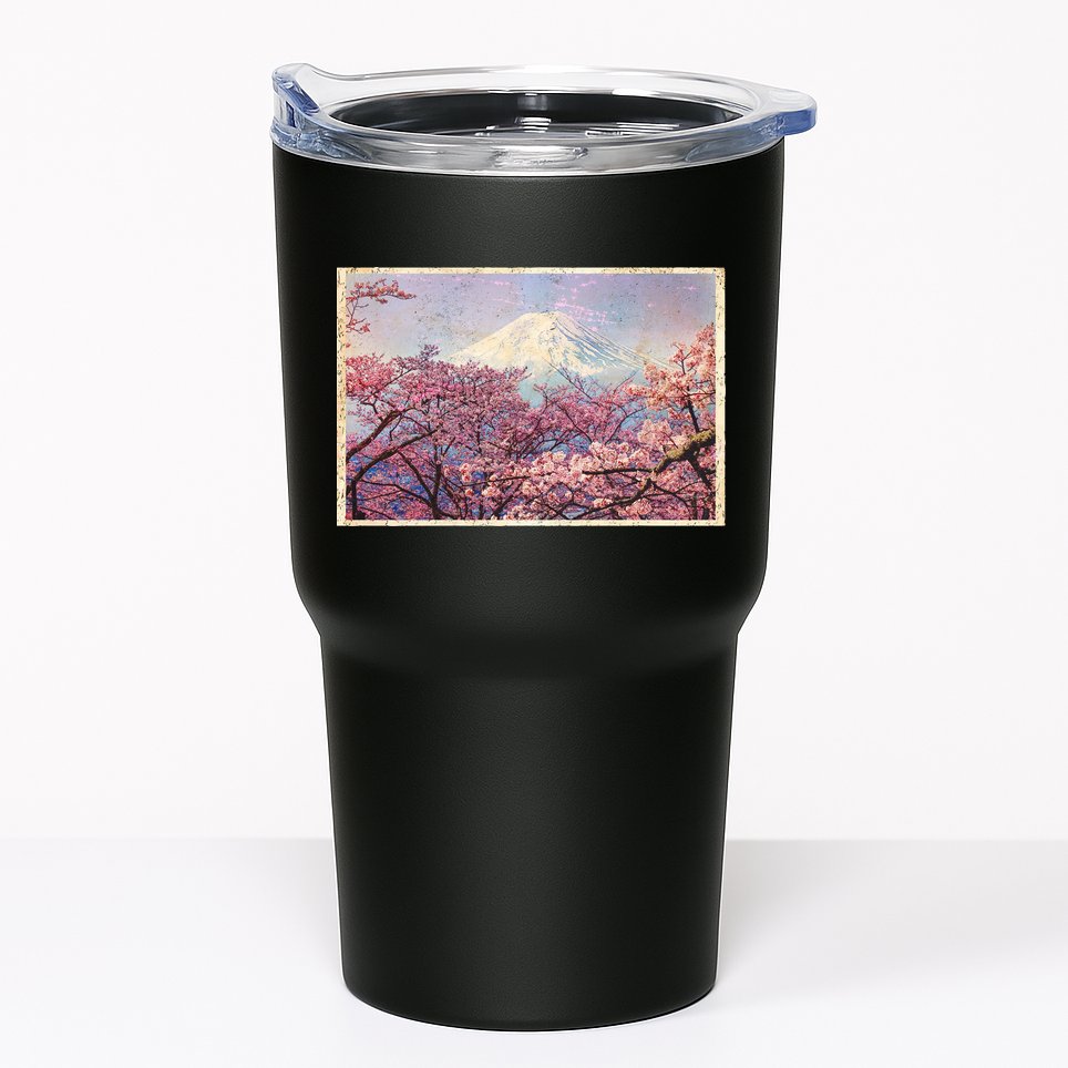 Vintage Japanese Mt. Fuji & Cherry Blossoms Tumbler