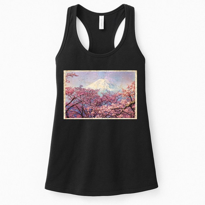 Vintage Japanese Mt. Fuji & Cherry Blossoms Womens Tank Top