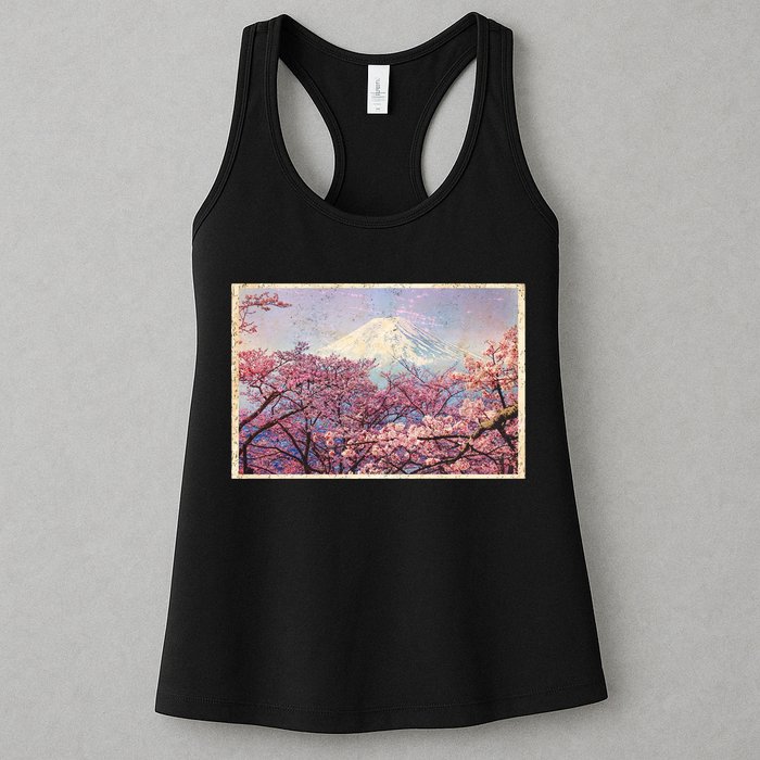Vintage Japanese Mt. Fuji & Cherry Blossoms Womens Tank Top