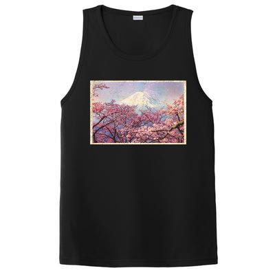 Vintage Japanese Mt. Fuji & Cherry Blossoms PosiCharge Competitor Tank