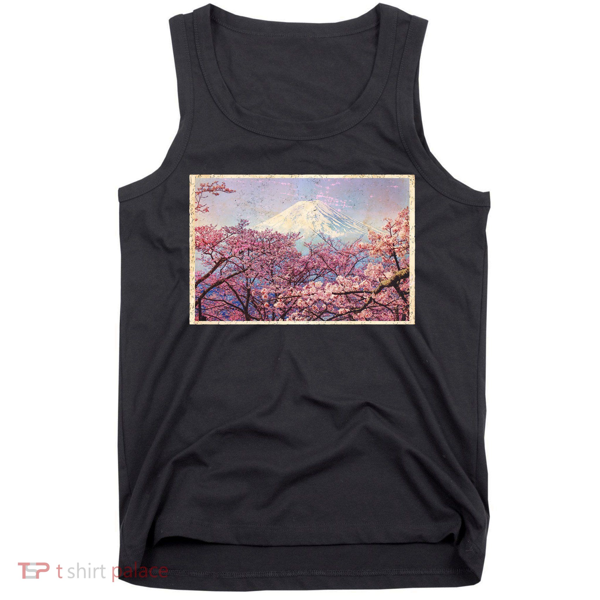 Vintage Japanese Mt. Fuji & Cherry Blossoms Tank Top
