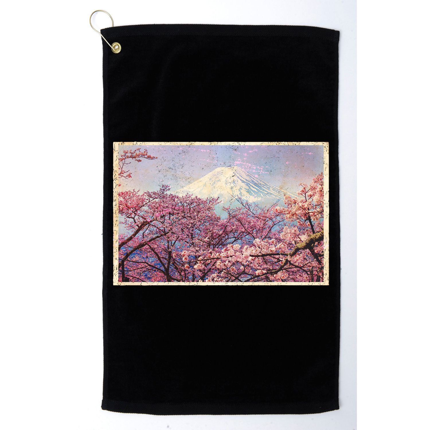 Vintage Japanese Mt. Fuji & Cherry Blossoms Golf Towel