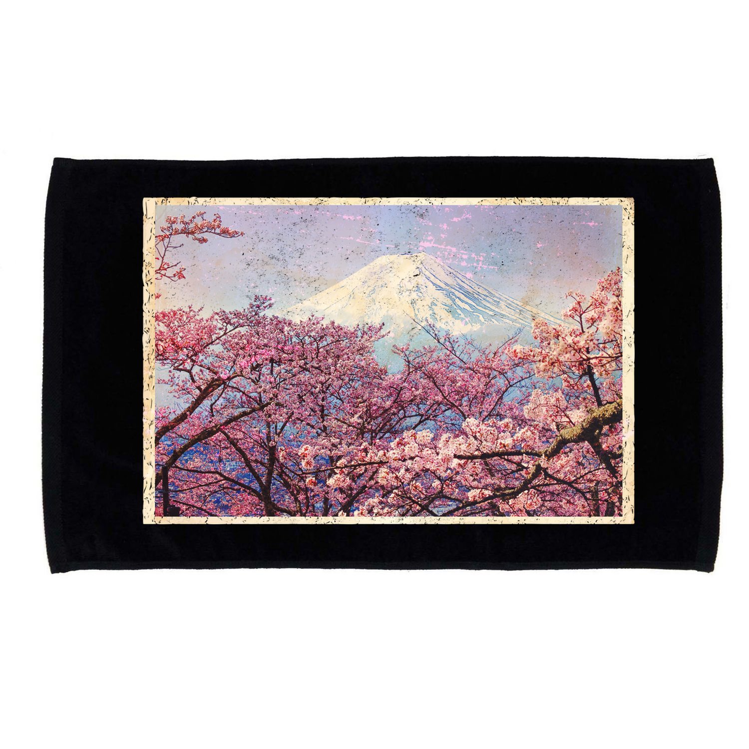 Vintage Japanese Mt. Fuji & Cherry Blossoms Microfiber Hand Towel
