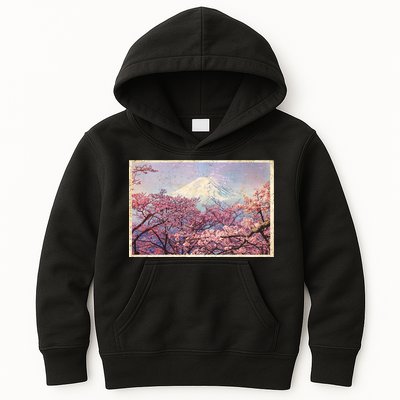 Vintage Japanese Mt. Fuji & Cherry Blossoms Kids Hoodie