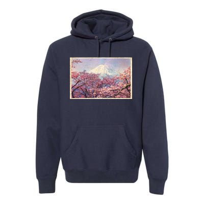 Vintage Japanese Mt. Fuji & Cherry Blossoms Premium Hoodie