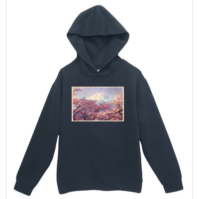 Vintage Japanese Mt. Fuji & Cherry Blossoms Urban Pullover Hoodie