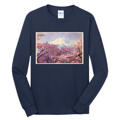 Vintage Japanese Mt. Fuji & Cherry Blossoms Tall Long Sleeve T-Shirt