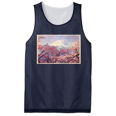 Vintage Japanese Mt. Fuji & Cherry Blossoms Mesh Reversible Basketball Jersey Tank