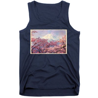 Vintage Japanese Mt. Fuji & Cherry Blossoms Tank Top