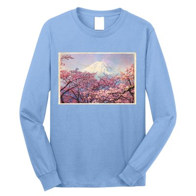 Vintage Japanese Mt. Fuji & Cherry Blossoms Long Sleeve Shirt