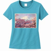 Vintage Japanese Mt. Fuji & Cherry Blossoms Womens T-Shirt