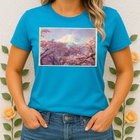 Vintage Japanese Mt. Fuji & Cherry Blossoms Womens T-Shirt