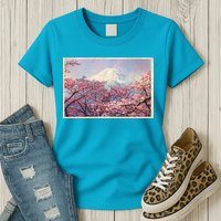 Vintage Japanese Mt. Fuji & Cherry Blossoms Womens T-Shirt