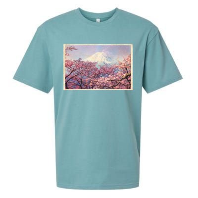 Vintage Japanese Mt. Fuji & Cherry Blossoms Sueded Cloud Jersey T-Shirt