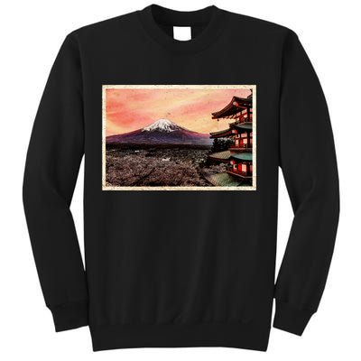 Vintage Japanese Mt. Fuji Pagoda and Cherry Blossoms Sweatshirt