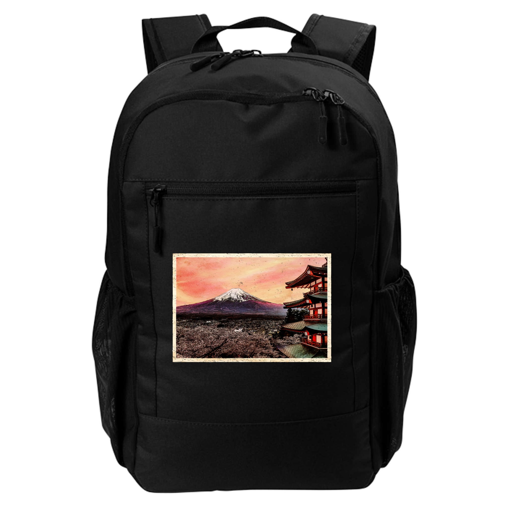 Vintage Japanese Mt. Fuji Pagoda and Cherry Blossoms Backpack
