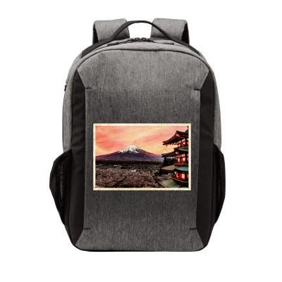 Vintage Japanese Mt. Fuji Pagoda and Cherry Blossoms Vector Backpack