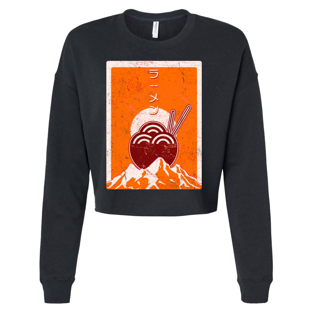 Vintage Japanese Ramen Bowl Cropped Pullover Crew