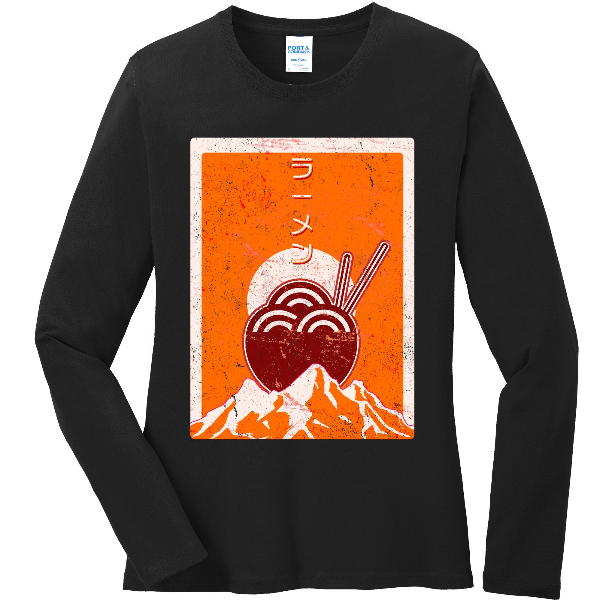 Vintage Japanese Ramen Bowl Ladies Long Sleeve Shirt