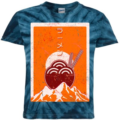 Vintage Japanese Ramen Bowl Kids Tie-Dye T-Shirt