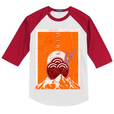 Vintage Japanese Ramen Bowl Kids Colorblock Raglan Jersey