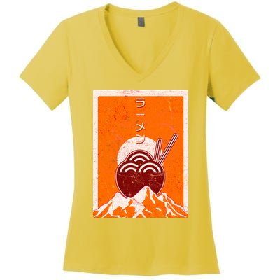 Vintage Japanese Ramen Bowl Women's V-Neck T-Shirt