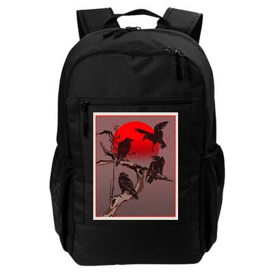 Vintage Japanese Raven Crow Red Moon Backpack