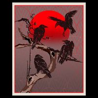 Vintage Japanese Raven Crow Red Moon Bucket Hat