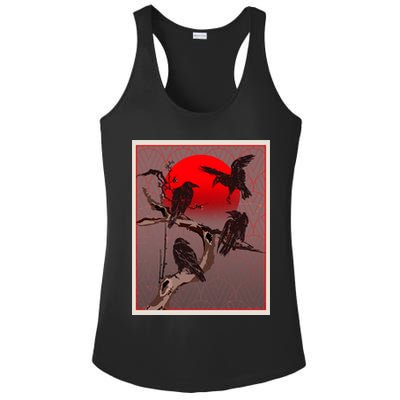 Vintage Japanese Raven Crow Red Moon Ladies PosiCharge Competitor Racerback Tank
