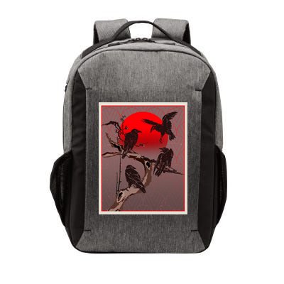 Vintage Japanese Raven Crow Red Moon Vector Backpack