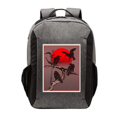 Vintage Japanese Raven Crow Red Moon Vector Backpack