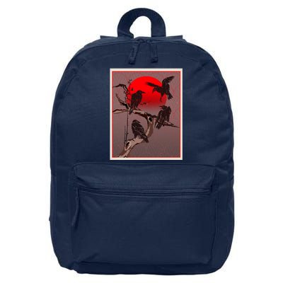 Vintage Japanese Raven Crow Red Moon 16 in Basic Backpack