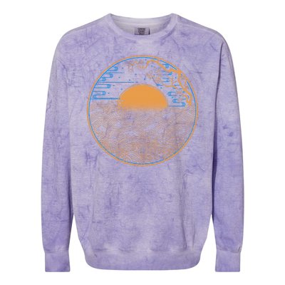 Vintage Japanese Sun Waves Emblem Colorblast Crewneck Sweatshirt