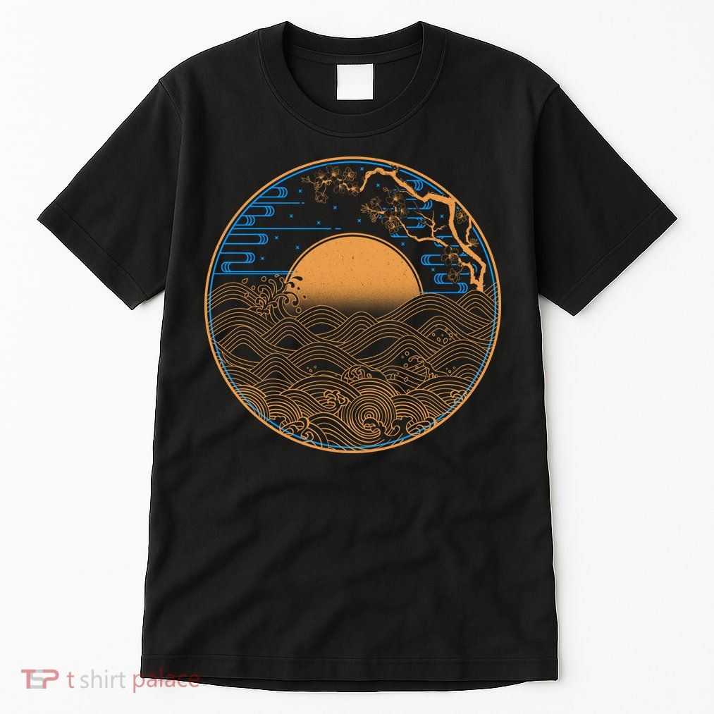 Vintage Japanese Sun Waves Emblem Tall T-Shirt