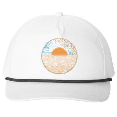 Vintage Japanese Sun Waves Emblem Snapback Five-Panel Rope Hat